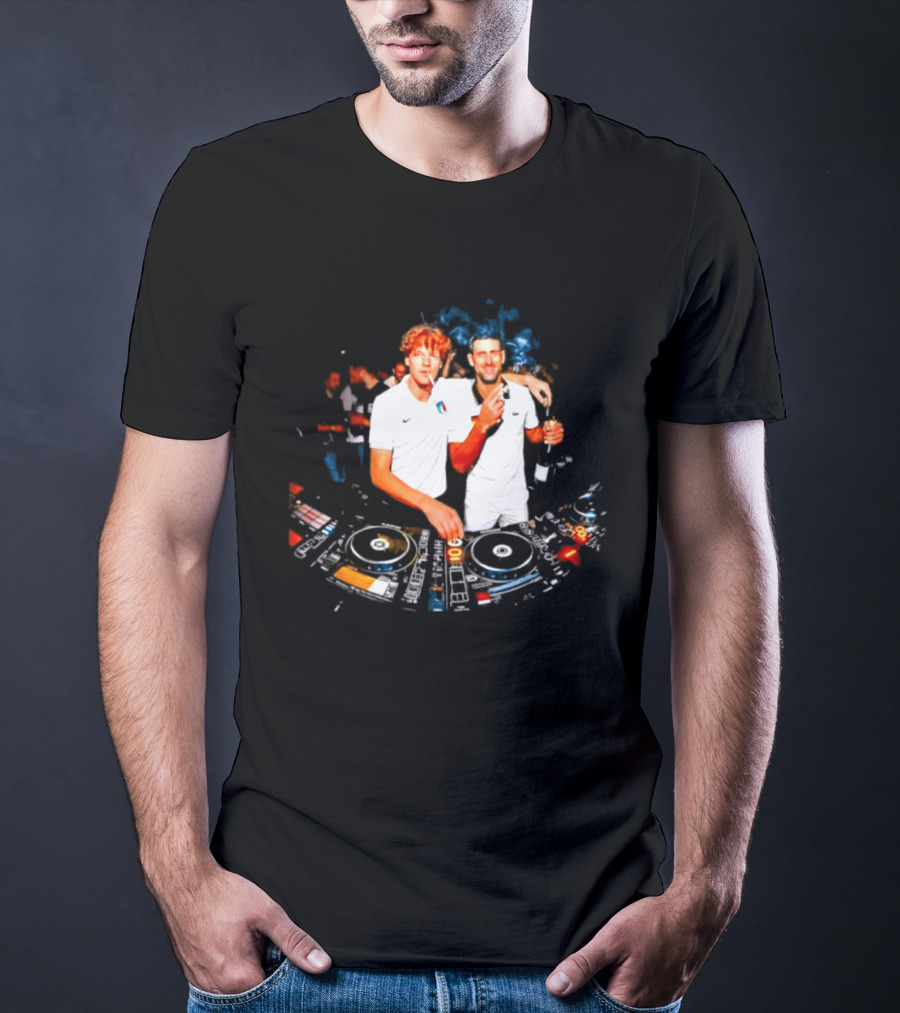 Jannik Sinner Novak Djokovic DJ Party Smoking And Beer 2026 T-Shirt