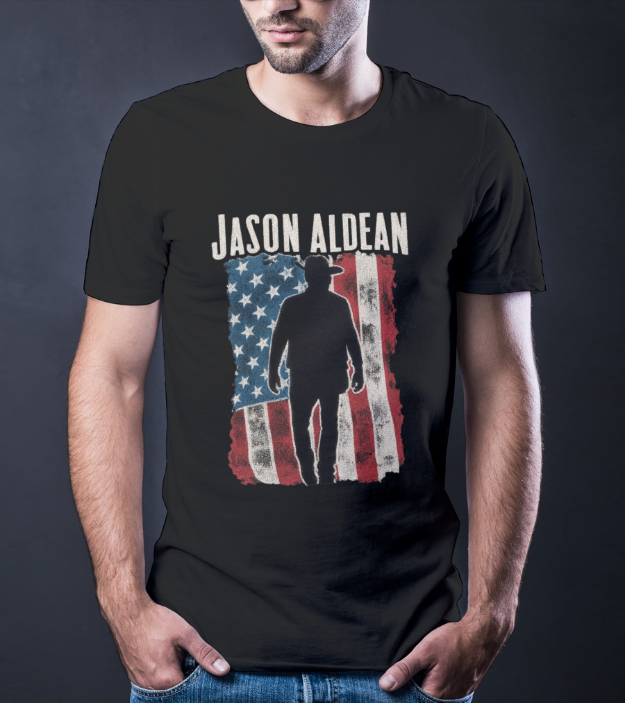 Jason Aldean Tour 2026 American Flag Cowboy T-Shirt
