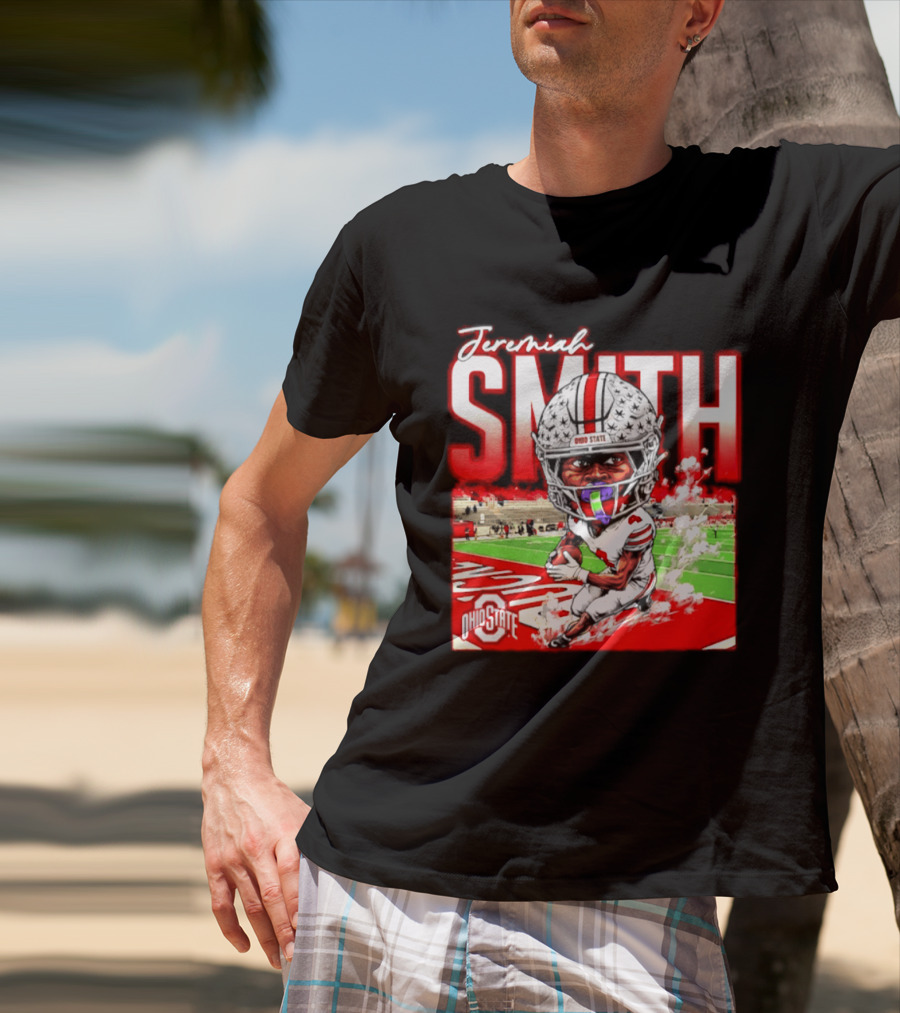 Jeremiah Smith Ohio State Buckeyes NCAA Player Running Caricature T-Shirt