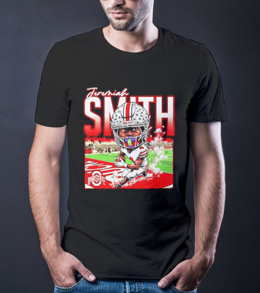 Jeremiah Smith Ohio State Buckeyes NCAA Player Running Caricature T-Shirt