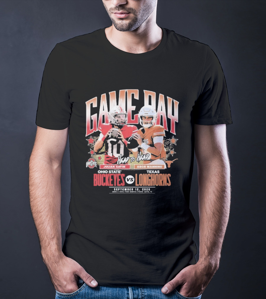 Ohio State Buckeyes Vs Texas Longhorns Julian Sayin Arch Manning Gameday September 12 2026 T-Shirt