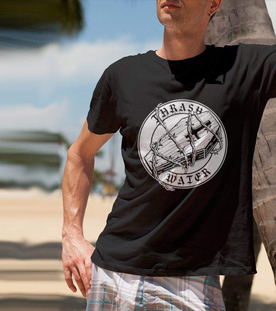 Thrash Water Coffin Barbed Wire Hardcore Punk Circle T-Shirt