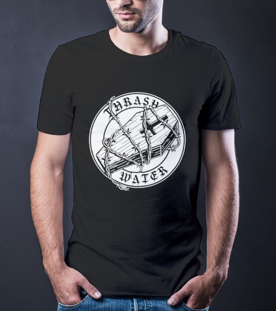 Thrash Water Coffin Barbed Wire Hardcore Punk Circle T-Shirt