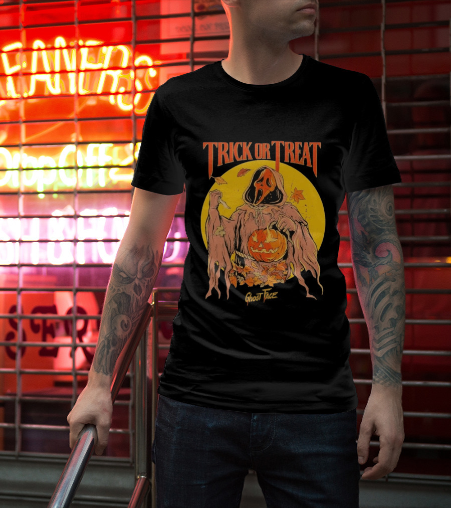 Trick Or Treat Ghost Face Pumpkin Cavity Colors Halloween T-Shirt