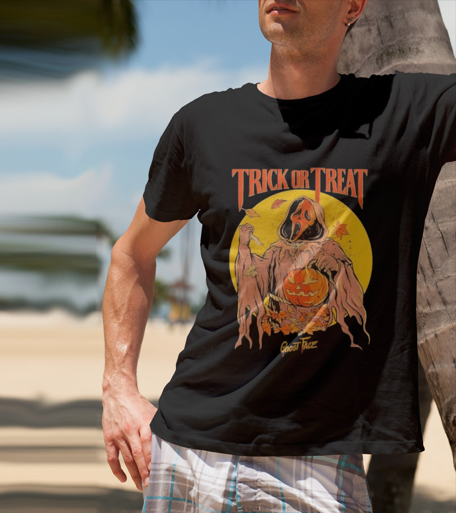 Trick Or Treat Ghost Face Pumpkin Cavity Colors Halloween T-Shirt