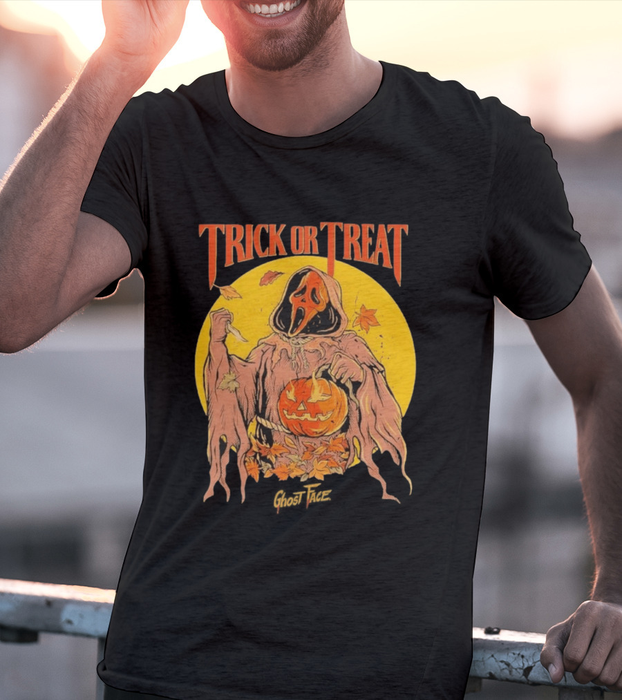Trick Or Treat Ghost Face Pumpkin Cavity Colors Halloween T-Shirt