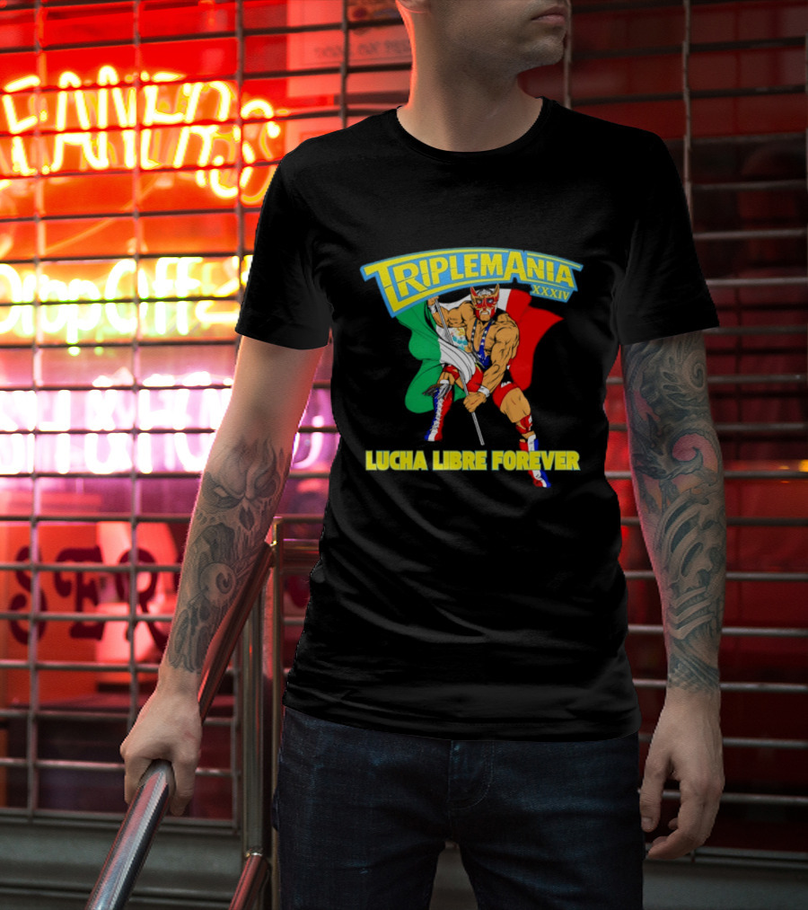 Triplemania XXXIV Lucha Libre Forever Wrestler Mexican Flag T-Shirt