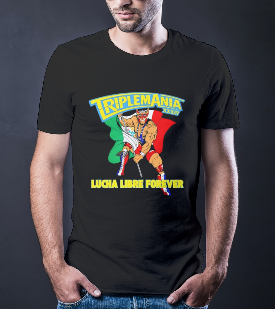Triplemania XXXIV Lucha Libre Forever Wrestler Mexican Flag T-Shirt