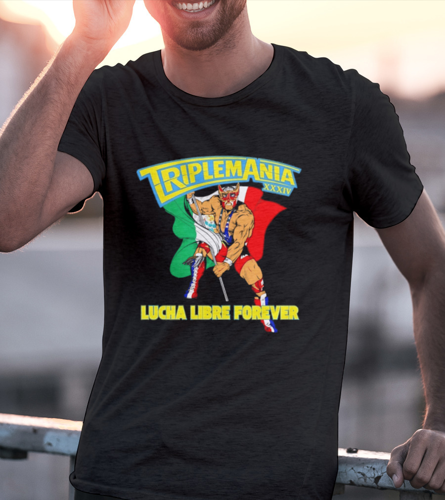 Triplemania XXXIV Lucha Libre Forever Wrestler Mexican Flag T-Shirt