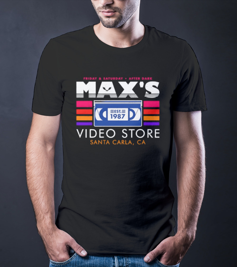 Max's Video Store Santa Carla CA Est 1987 Retro VHS 80s Aesthetic T-Shirt