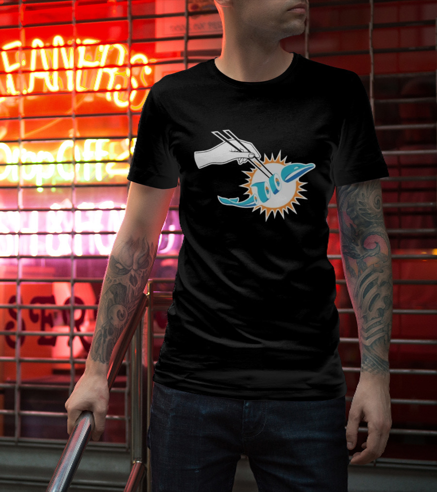 Maxx Crosby Sushi Chopsticks Miami Football Fusion T-Shirt