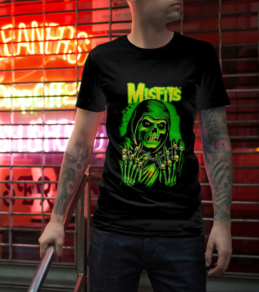 Misfits Fiend Club 26 Punk Rock Jerry Only Skull Neon Green T-Shirt