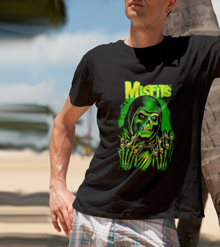 Misfits Fiend Club 26 Punk Rock Jerry Only Skull Neon Green T-Shirt