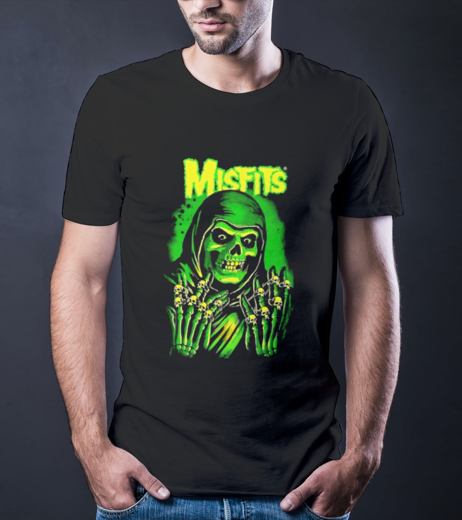 Misfits Fiend Club 26 Punk Rock Jerry Only Skull Neon Green T-Shirt