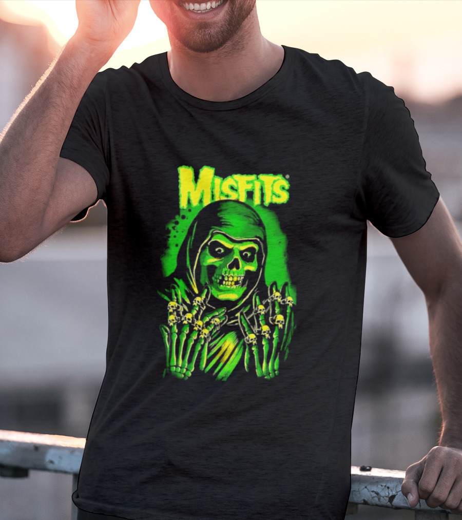 Misfits Fiend Club 26 Punk Rock Jerry Only Skull Neon Green T-Shirt