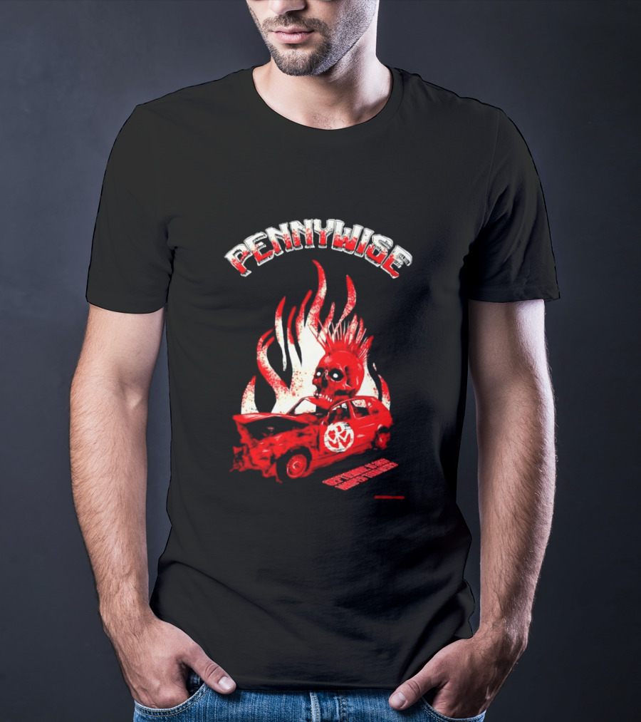 Pennywise Punk Rock Skull Flames Car Warped Tour T-Shirt