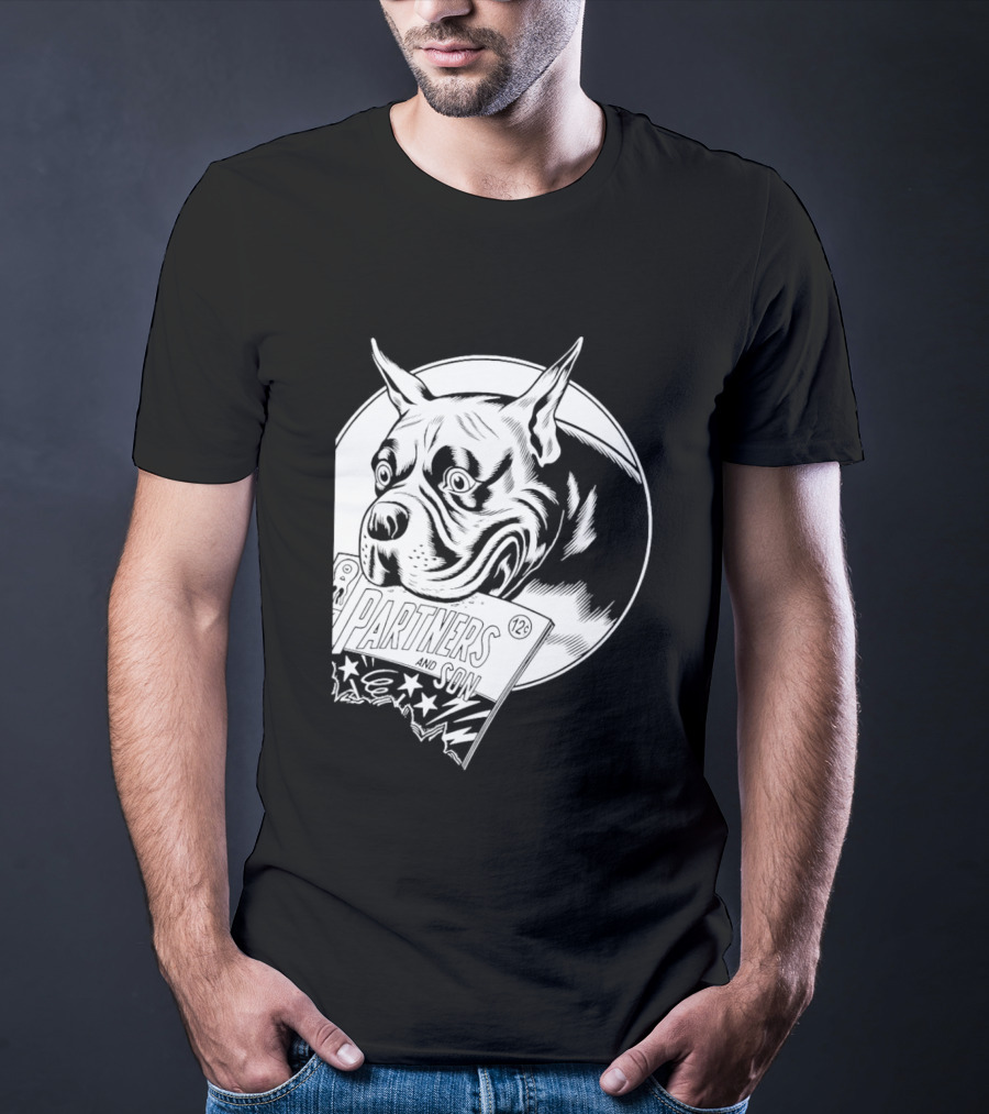 Pitbull Dog Comic Book With Biting Graphic And Stars T-Shirt