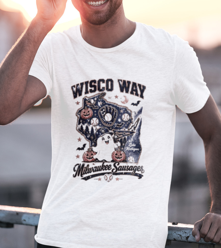 Wisco Way Milwaukee Sausages Halloween Ghosts 2026 T-Shirt