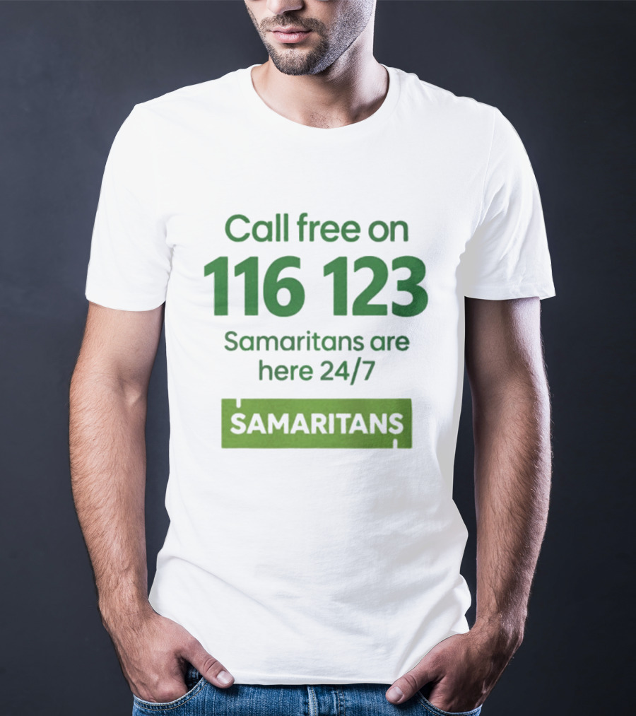 Aston Villa Together Against Suicide Samaritans 116 123 Call Free 24/7 T-Shirt