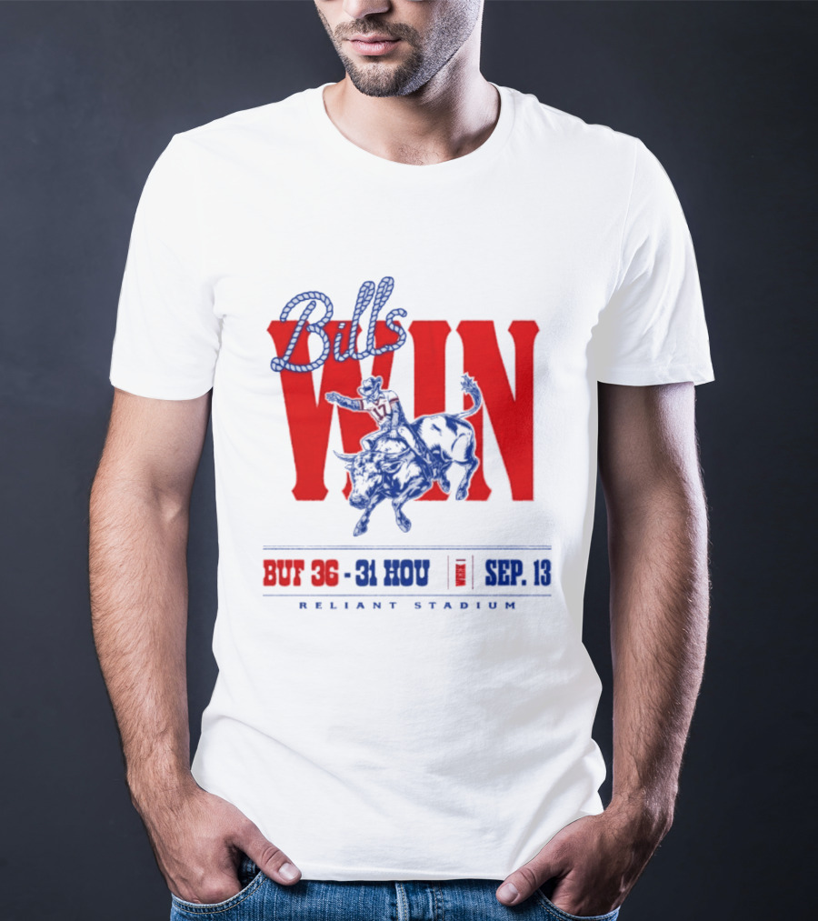 Bills Win BUF 36 31 HOU Week 1 Sep 13 Reliant Stadium Retro Style Football Victory Celebration T-Shirt