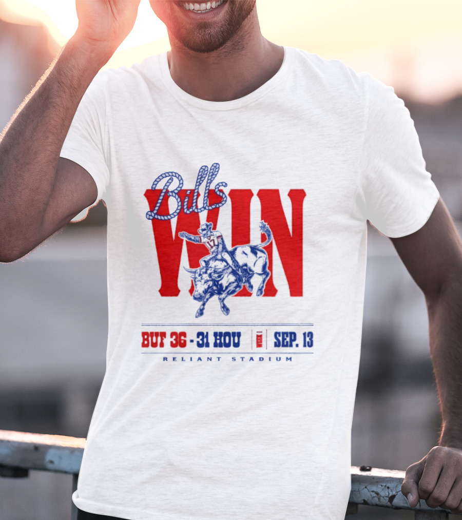 Bills Win BUF 36 31 HOU Week 1 Sep 13 Reliant Stadium Retro Style Football Victory Celebration T-Shirt
