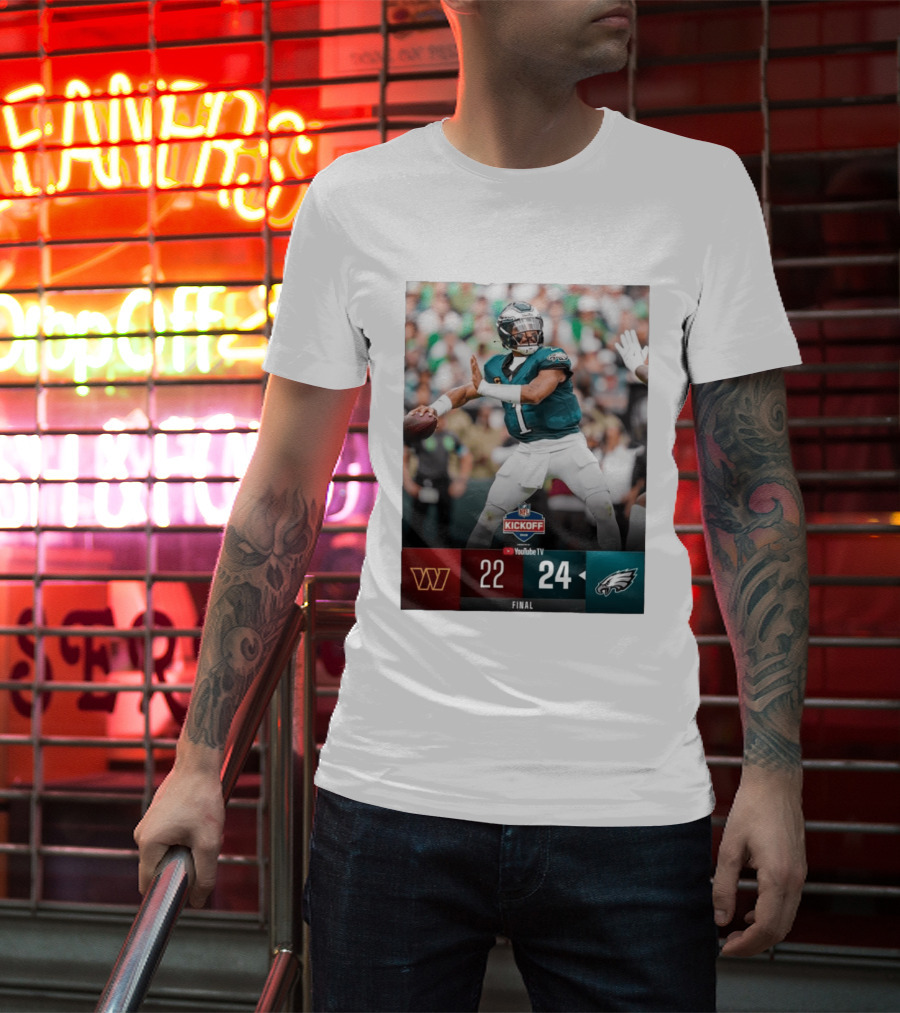 Jalen Hurts NFL Kickoff Philadelphia Eagles Victory 24 22 Final T-Shirt