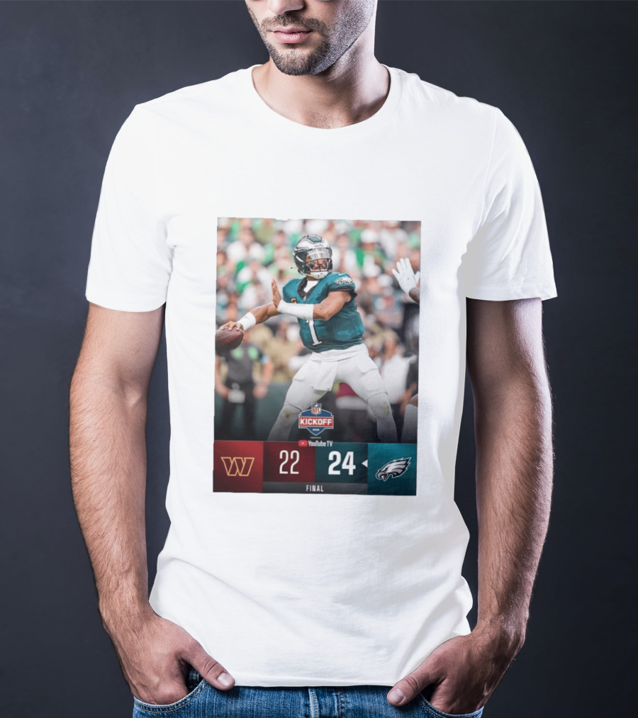 Jalen Hurts NFL Kickoff Philadelphia Eagles Victory 24 22 Final T-Shirt