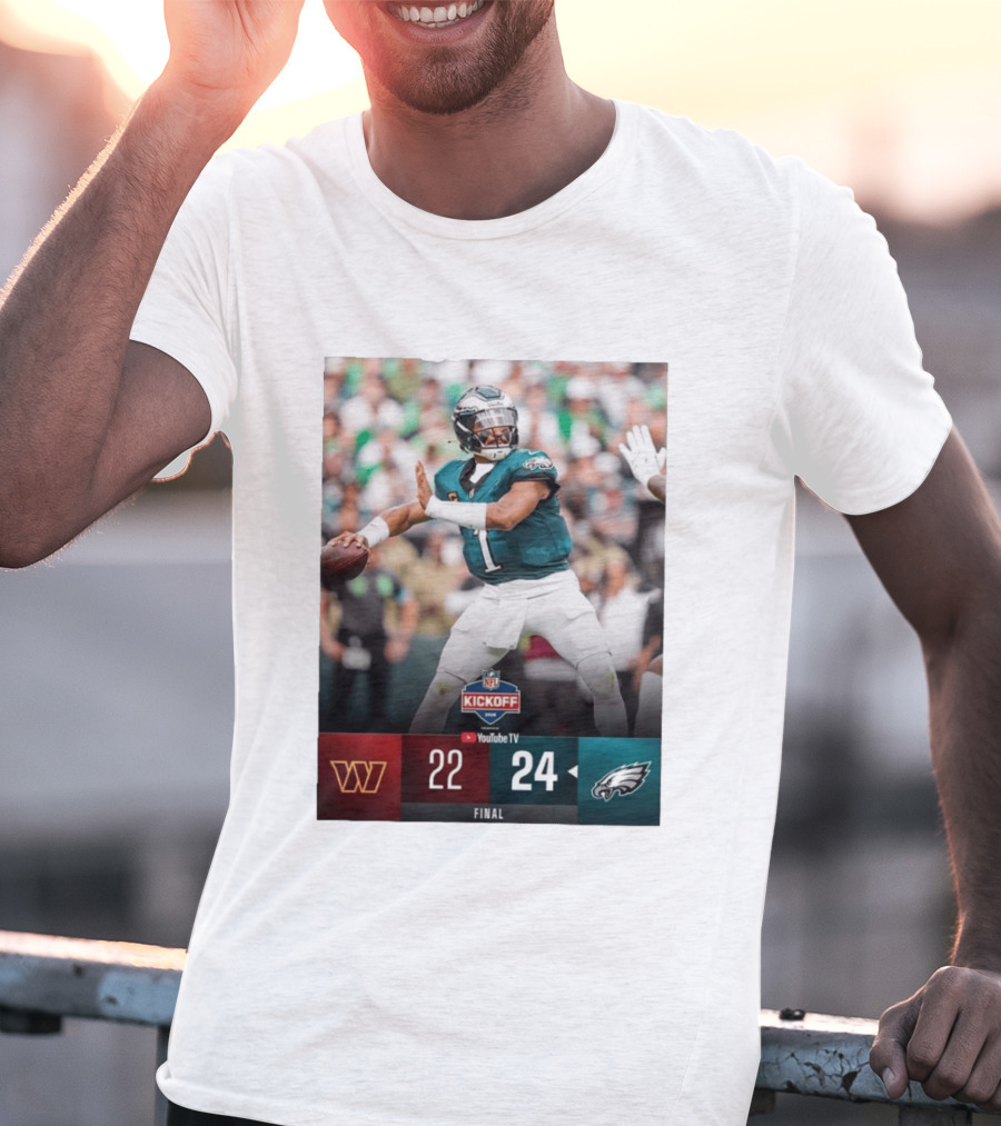 Jalen Hurts NFL Kickoff Philadelphia Eagles Victory 24 22 Final T-Shirt