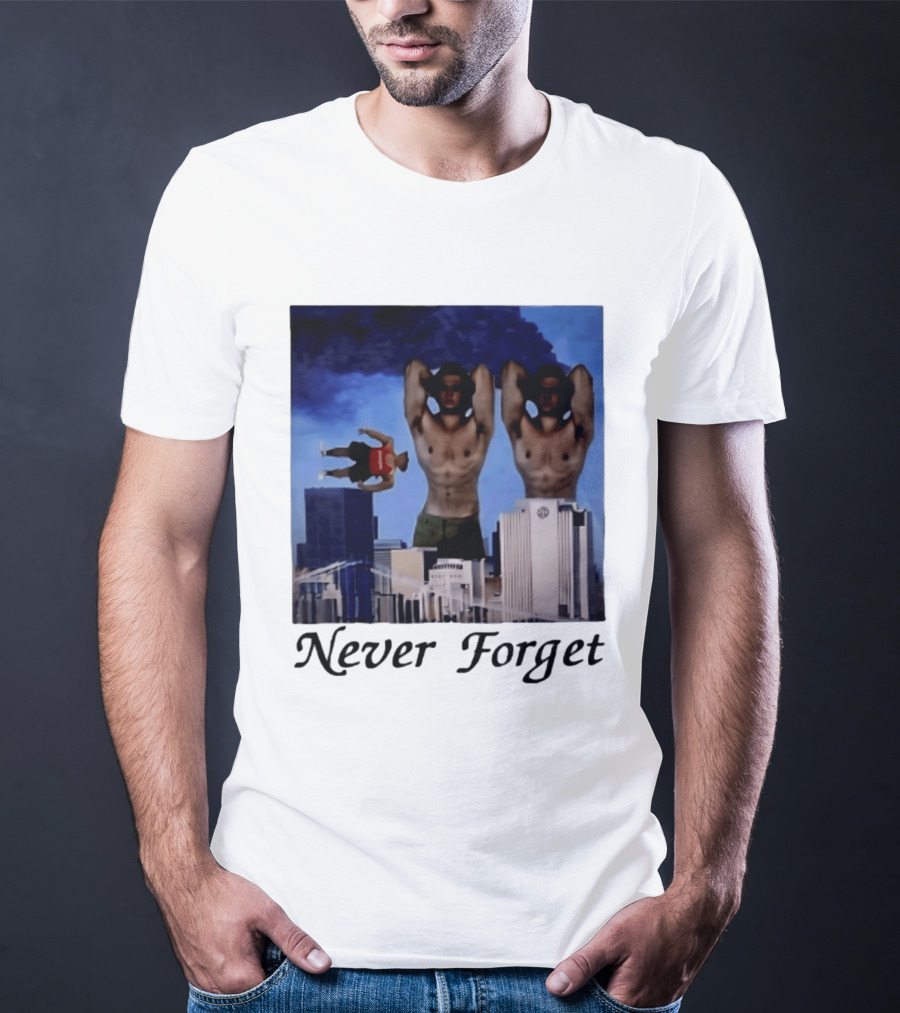 Never Forget 9 11 Internet Meme Edgy Humor Floating Character Twin Towers T-Shirt