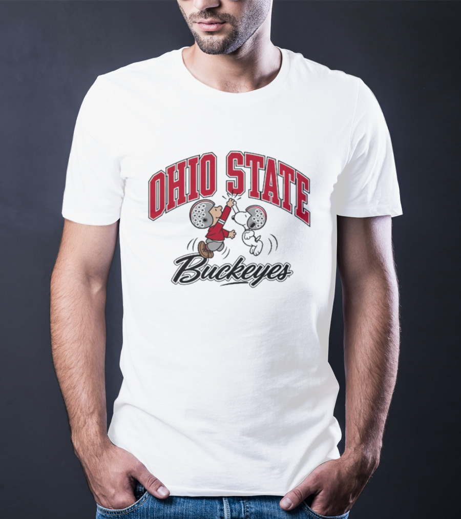 Ohio State Buckeyes Peanuts Characters Football Collaboration T-Shirt