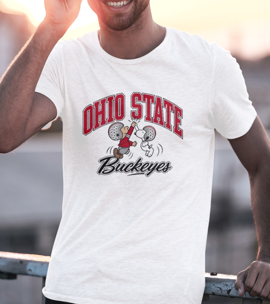 Ohio State Buckeyes Peanuts Characters Football Collaboration T-Shirt