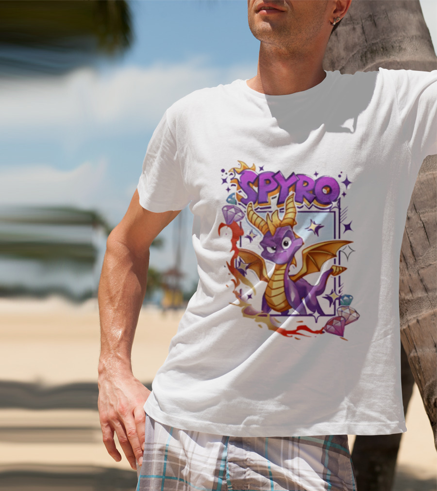 Spyro Purple Dragon Cartoon Polaroid Adventure T-Shirt