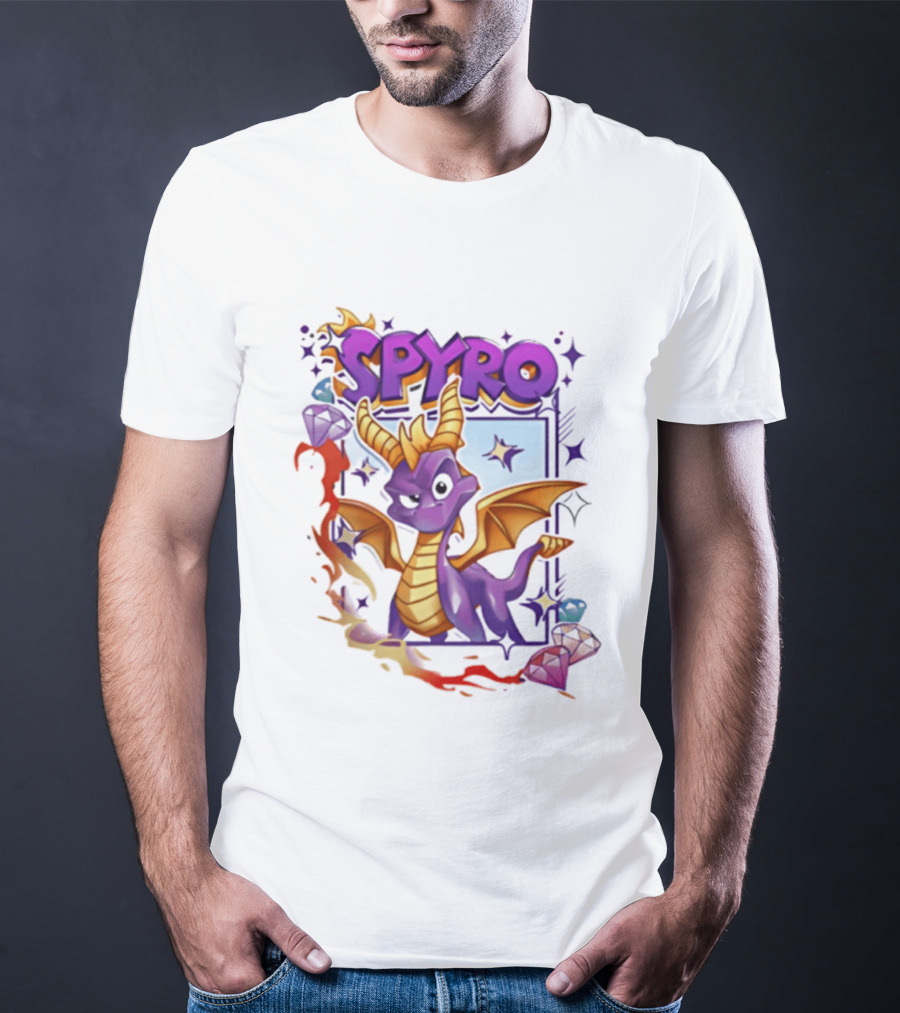 Spyro Purple Dragon Cartoon Polaroid Adventure T-Shirt