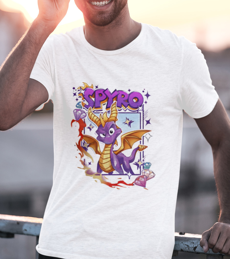 Spyro Purple Dragon Cartoon Polaroid Adventure T-Shirt