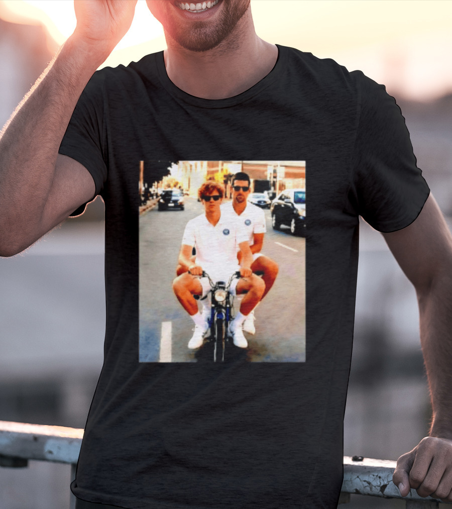 Jannik Sinner Novak Djokovic 2026 Motorcycle Ride Tennis Stars T-Shirt