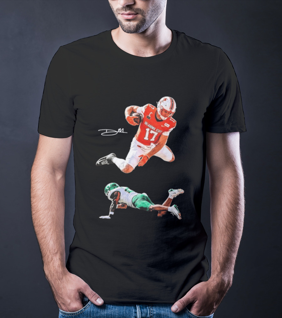 Oklahoma State Football Player Leap Over Oregon Opponent T-Shirt
