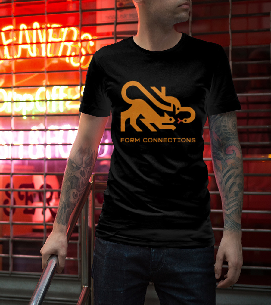 Form Connections Minimalist Cat And Snake T-Shirt