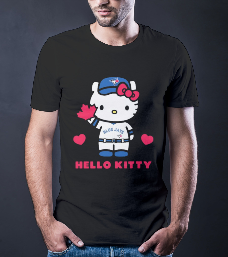 Hello Kitty Blue Jays 2026 With Maple Leaf And Hearts T-Shirt