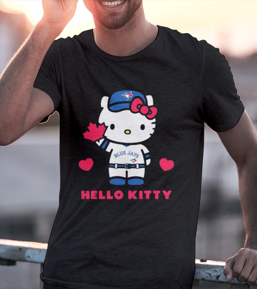Hello Kitty Blue Jays 2026 With Maple Leaf And Hearts T-Shirt