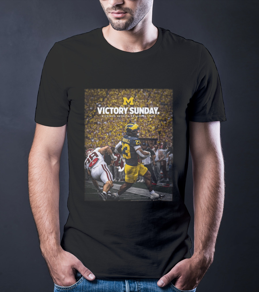 M Victory Sunday Michigan Defeats Oklahoma 10 10 College Football T-Shirt