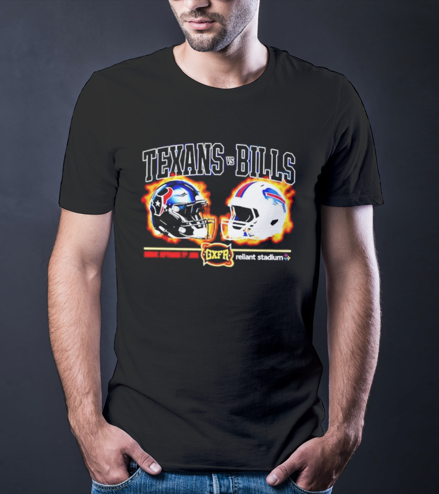 Texans Bills Helmet Showdown Vintage Style Game Day Football T-Shirt