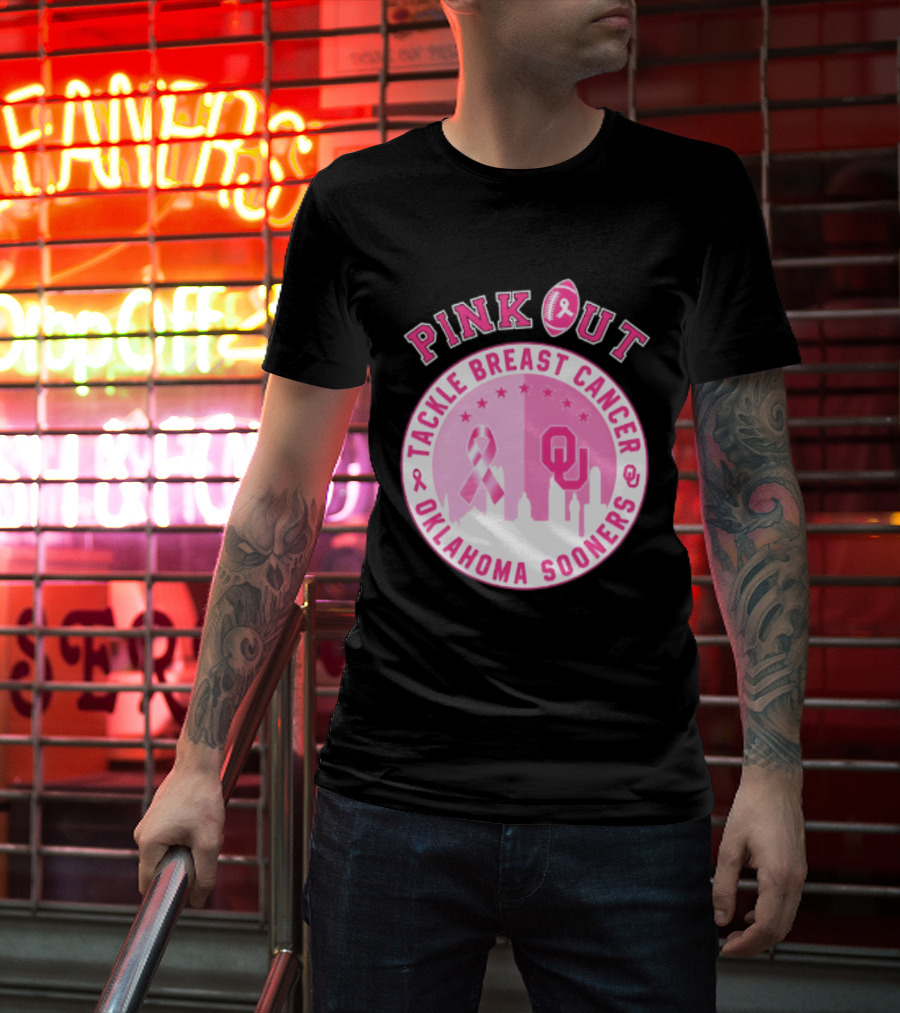 Oklahoma Sooners Pink Out Tackle Breast Cancer Football NCAA T-Shirt