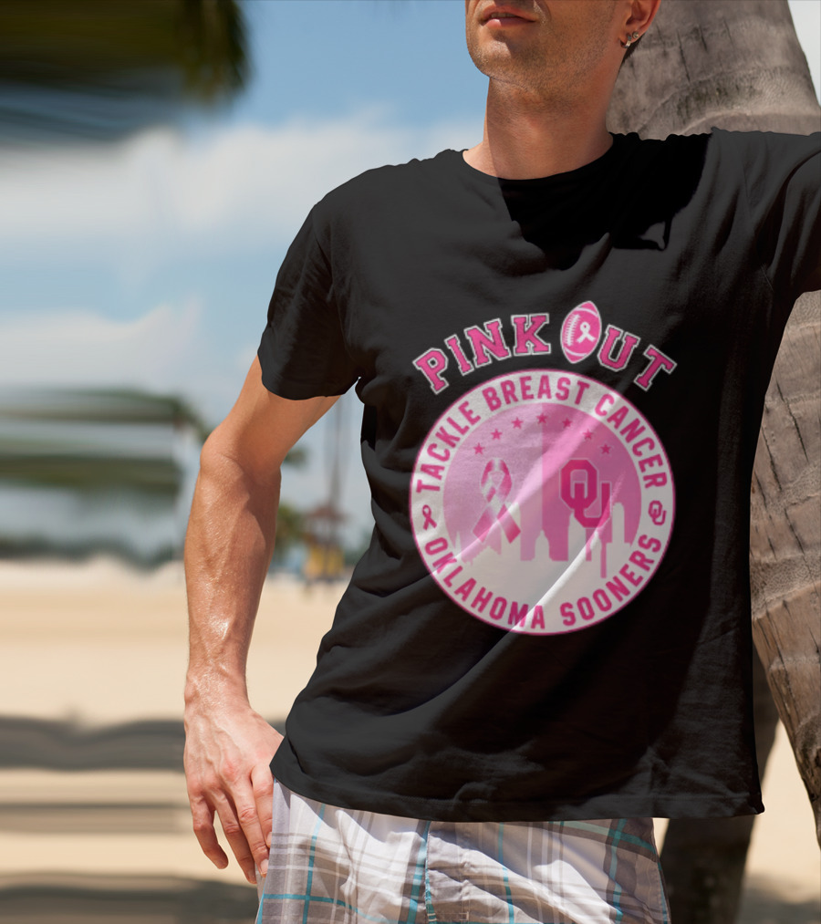 Oklahoma Sooners Pink Out Tackle Breast Cancer Football NCAA T-Shirt