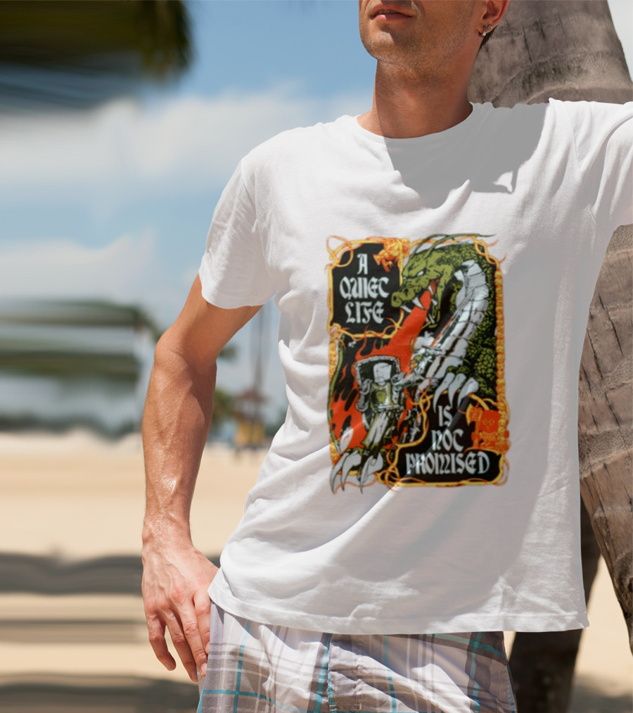 A Quiet Life Is Not Promised Dragon Knight Vintage Fantasy Adventure Scene T-Shirt