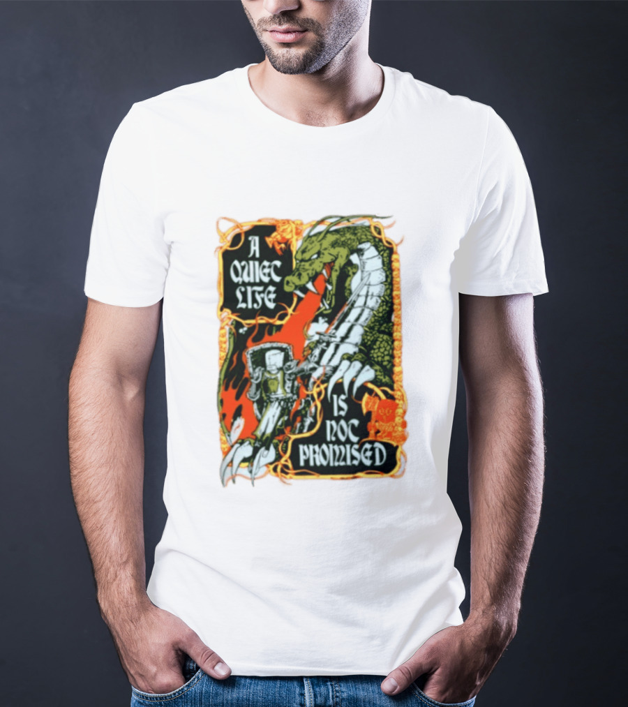 A Quiet Life Is Not Promised Dragon Knight Vintage Fantasy Adventure Scene T-Shirt