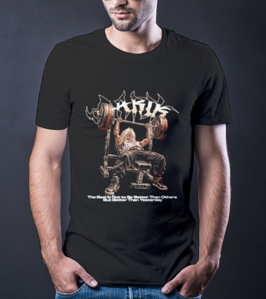 Yami Marik Yu Gi Oh The Goal Is Not To Be Better Than Others But Better Than Yesterday Anime Bench Press Scene T-Shirt