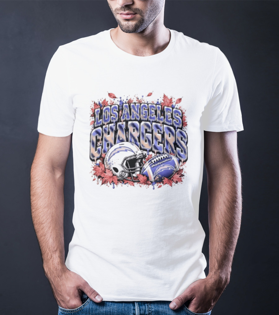 Los Angeles Chargers Football Helmet Autumn Leaves 2026 T-Shirt