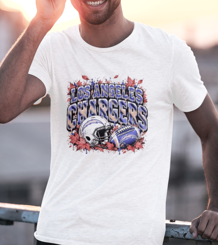 Los Angeles Chargers Football Helmet Autumn Leaves 2026 T-Shirt