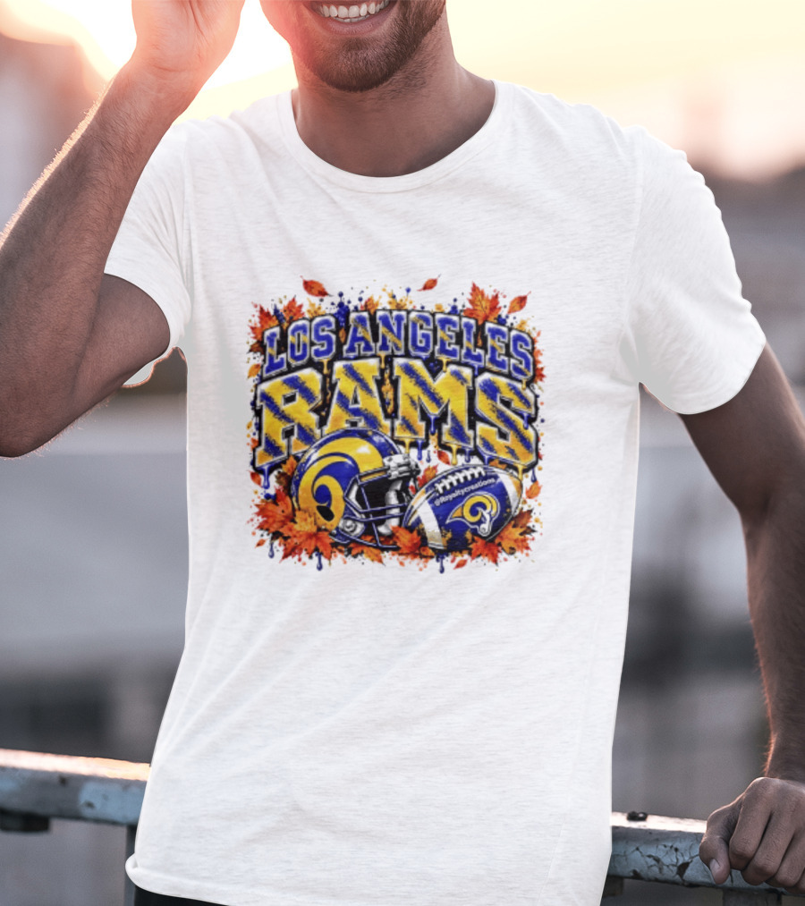 Los Angeles Rams Helmet Autumn Leaves Halloween 2026 T-Shirt