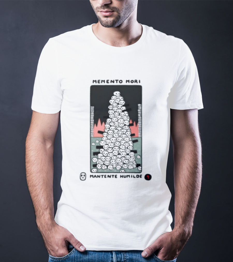 Memento Mori Mantente Humilde Stoicism Skull Pyramid Flames T-Shirt